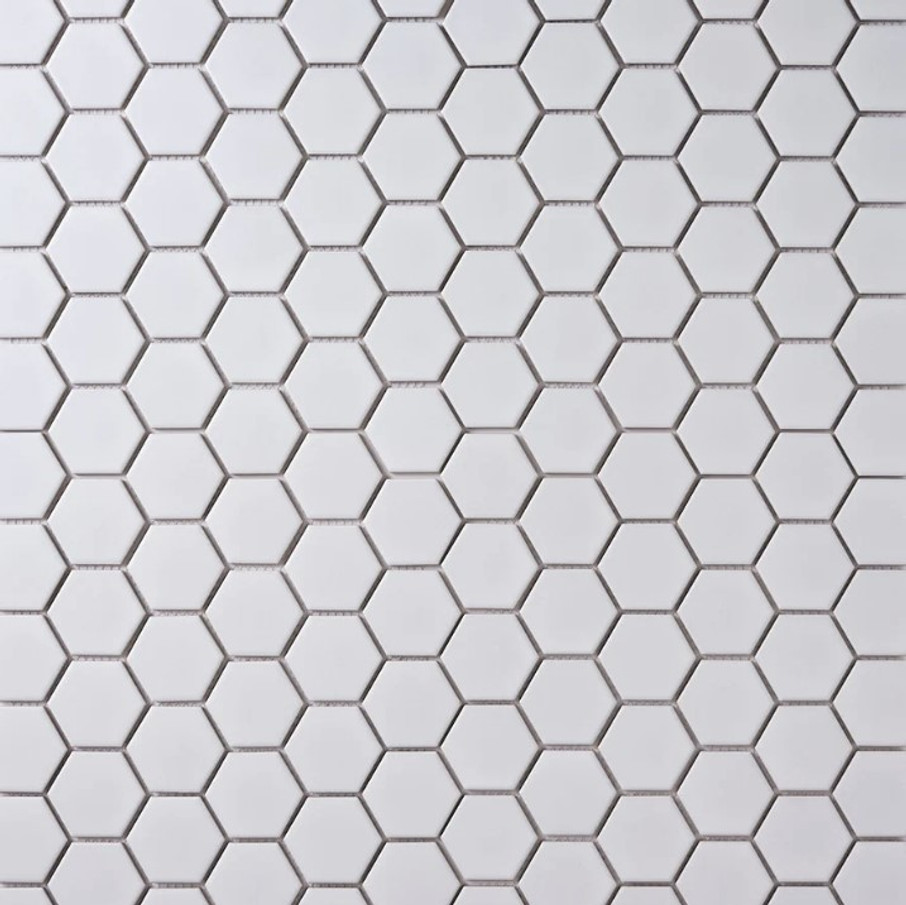 Alameda White Matte 2" Hexagon Mosaic 12"x12"