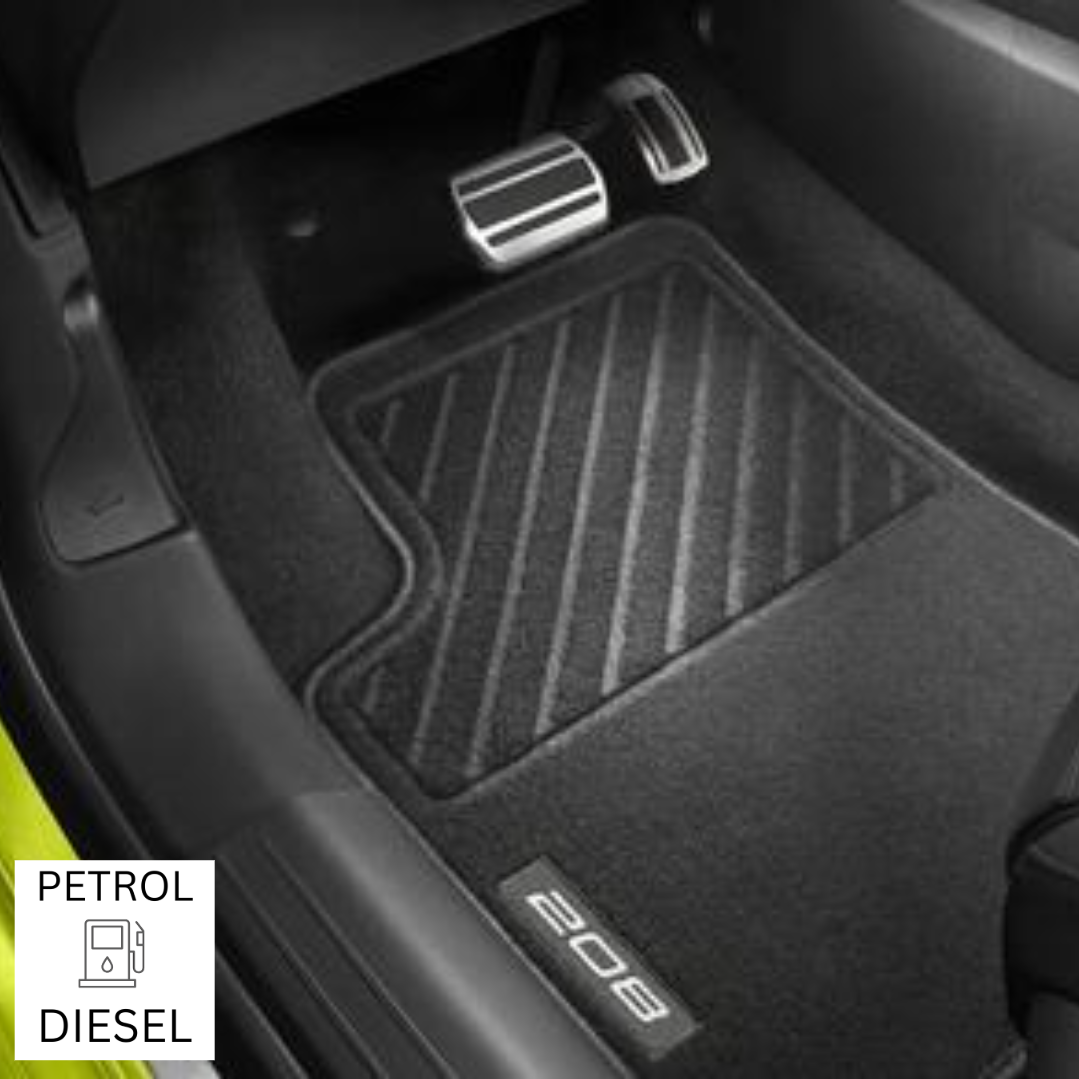 Tailored Black Car Mats With Blue Trim For Peugeot 107 – 4-Piece Set, Anti-Slip, Easy Clean