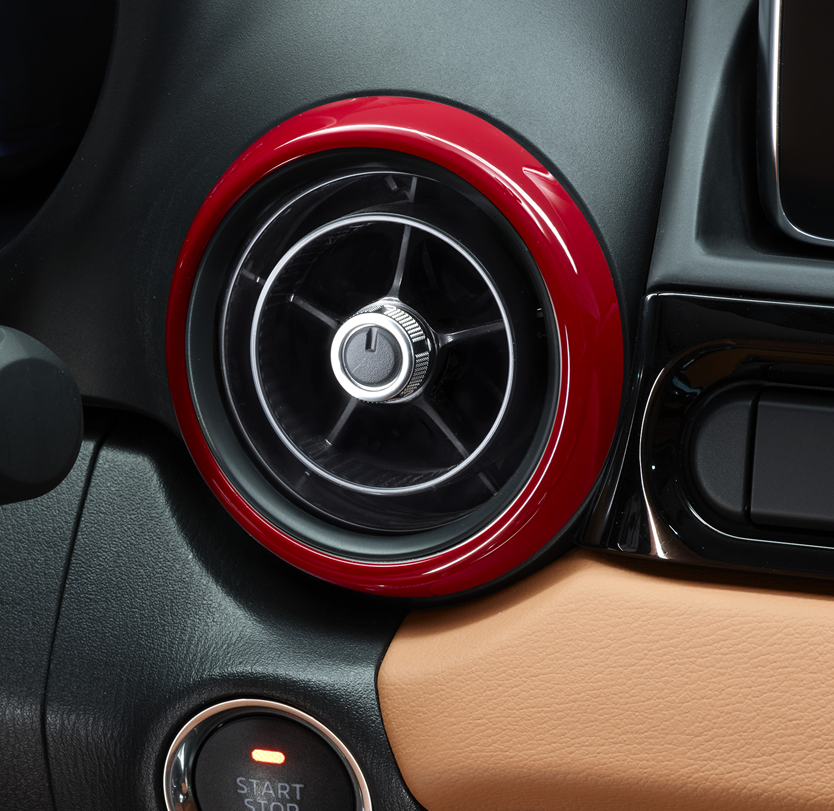 Fiat 124 Spider Piano Red Air Vent Bezels - Set of 3