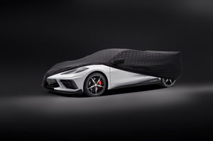 Corvette - Premium Indoor Car Cover in Black with Debossed Crossed Flags Logo