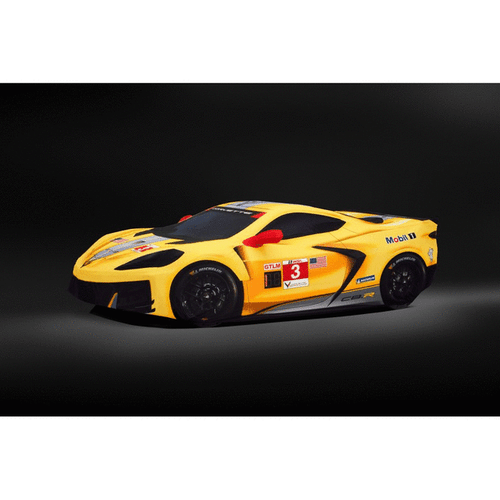 Corvette Stingray & Z06 Premium Indoor Car Cover Fully Rendered Corvette C8.R For Use With High Wing Spoiler In Yellow