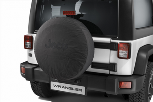 Jeep Wrangler Black with a Dark Grey Jeep Logo 225/75R 16" Spare Tyre Cover