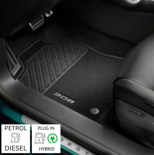 Genuine Peugeot 308 Hatchback (2025+) - Set of Dilour Carpet Floor Mats For Plug In Hybrid/ Petrol/ Diesel Versions