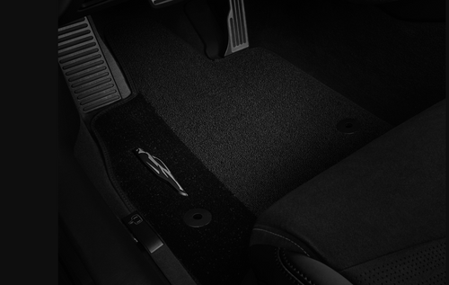 Chevrolet Corvette 2026 First-Row Premium Carpeted Floor Mats in Jet Black with Jet Black Stitching and Corvette Silhouette