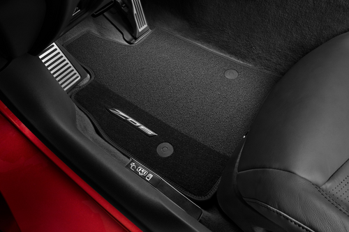 Corvette Z06 - First-Row Premium Carpeted Floor Mats in Jet Black with Jet Black Stitching and Z06 Script