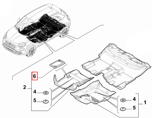 Genuine Fiat 500X - Passenger Side Under Mat Lid