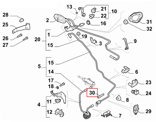 Genuine Fiat 500/ Panda - Clutch Release Hydraulic Control Liner