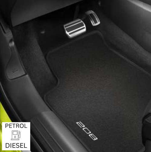 Genuine Peugeot 208 - Set of Front & Rear Velour Carpet Floor Mats For Petrol/Diesel Versions