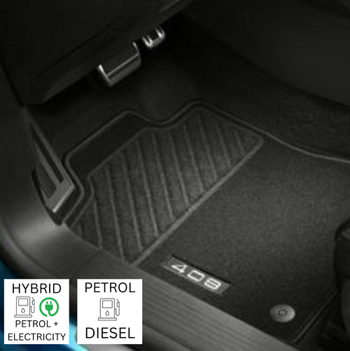 Genuine Peugeot 408 - Set of Needle-pile Carpet Floor Mats For Plug In Hybrid/ Petrol/ Diesel Versions