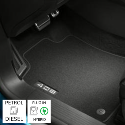 Genuine Peugeot 408 - Set of Velour Carpet Floor Mats For Plug In Hybrid/ Petrol/ Diesel Versions