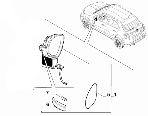 Genuine Fiat 500X - Driver's Side Wing Mirror