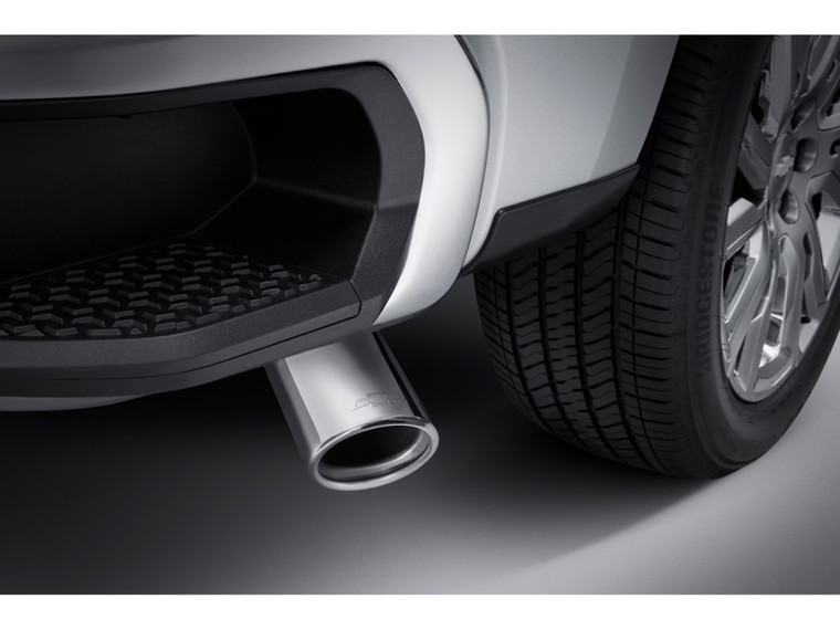Exhaust Tip – Polished - 2.7L Dual Wall Angle Cut Exhaust Tip With Bowtie Logo