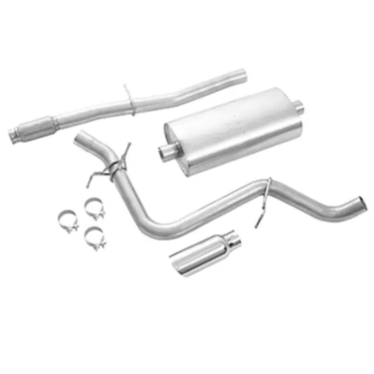 5.3L Single Exit Exhaust Upgrade System with Polished Tip and Bowtie Logo (Crew Cab Standard Box)