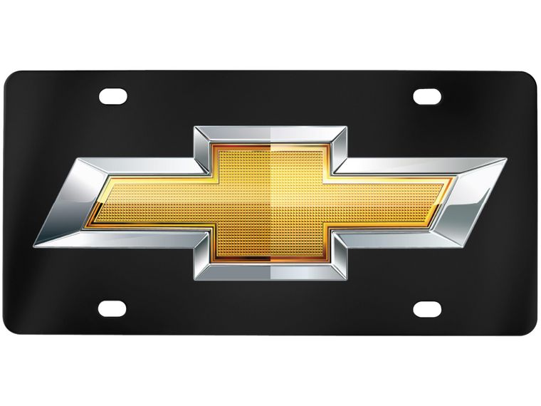 Front Vanity Plate with Gold Chevrolet Bowtie by Baron & Baron