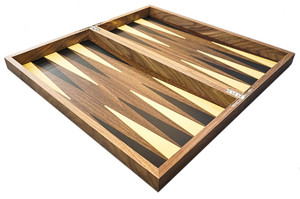 BACKGAMMON IN WALNUT WITH SILKSCREEN PRINT