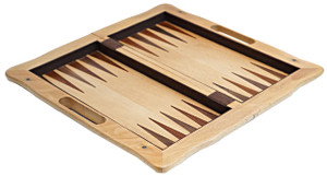 FOLDING 3 IN 1 CHESS, BACKGAMMON, CHECKERS WITH HANDLE - NATURAL COLOR