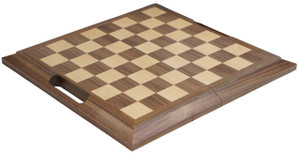 FOLDING 3 IN 1 CHESS, BACKGAMMON, CHECKERS WITH HANDLE - WALNUT