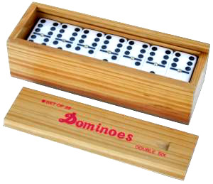 CLASSIC DOMINOES IN SLIDING WOOD CASE