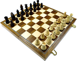 FOLDING CHESS SET - TEAK WOOD
