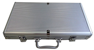 POKER CHIP SET IN SILVER ALUMINUM CASE - SQUARE EDGES