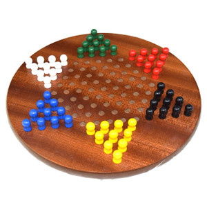 WOOD CHINESE CHECKERS - ROUND DARK STAIN