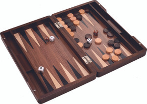 MODERN BACKGAMMON - WALNUT AND MAPLE WOOD