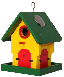 HANDMADE WOOD BIRDHOUSE WITH SOLAR LIGHT