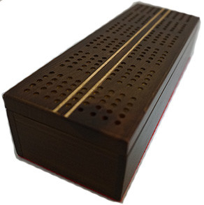 CRIBBAGE WITH DOMINOES IN WALNUT CASE