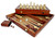 FOLDING WOOD CHESS, CHECKERS, BACKGAMMON SET - BURL VENEER