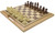 CHESS - FOLDING SET WITH INLAID WALNUT WOOD (AND CUT OUT HANDLE)