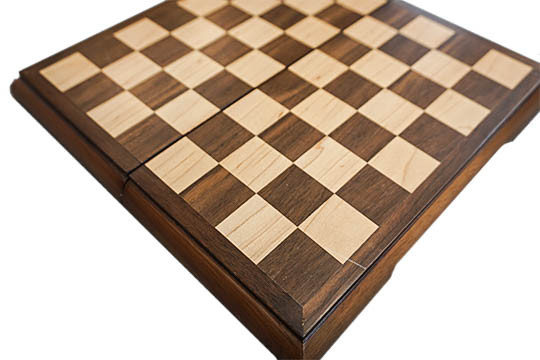 FOLDING CHESS SET WITH CORNER DESIGN - WALNUT WOOD
