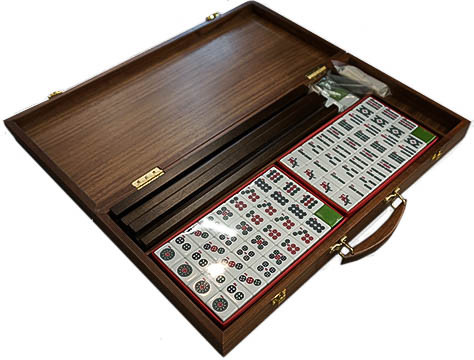 MAH JONG IN FAUX BURL WOOD CASE