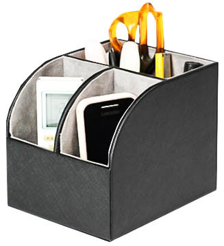 COMPARTMENT VALET TRAY - FAUX LEATHER
