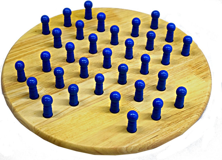 WOOD SOLITAIRE - ROUND WITH PEGS