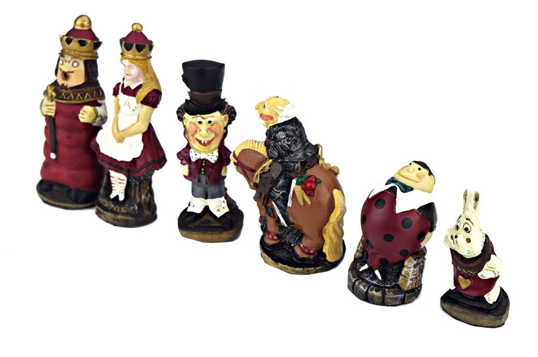 HAND PAINTED THEMED CHESSMEN - ALICE IN WONDERLAND