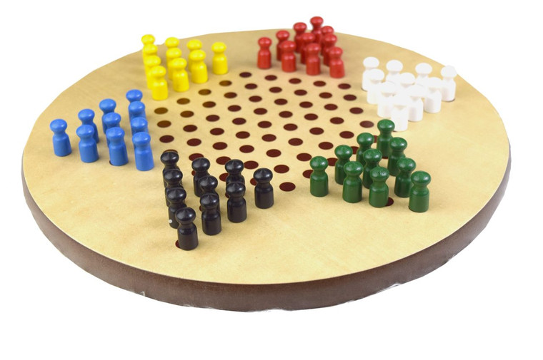 WOOD CHINESE CHECKERS - ROUND TWO TONED