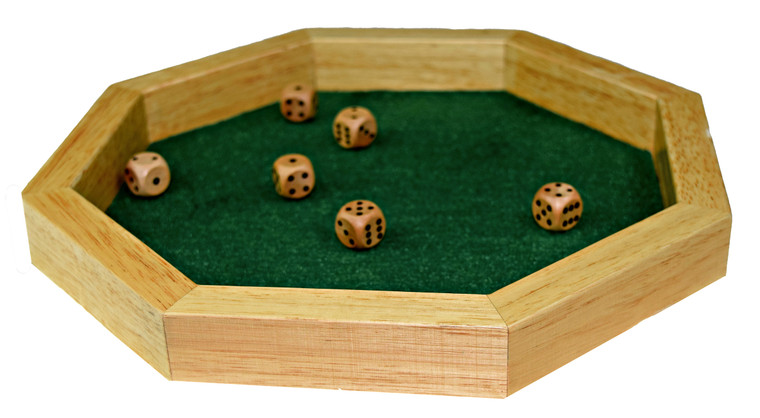 OCTOGAN DICE TRAY - IN WOOD