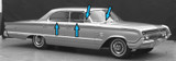 1964 Mercury 4 Door  Sedan Window Weatherstrip Kit, 8 Pieces