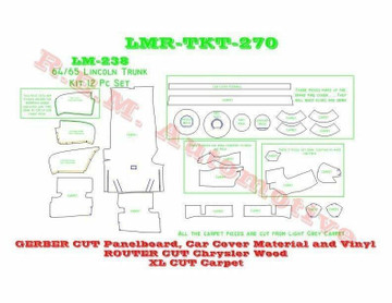 1964-1965 Lincoln Continental Sedan Trunk Kit, 12 Pc. Light Gray