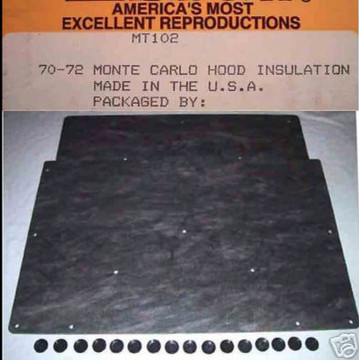 1970-1972 Chevy Monte Carlo  Hood Insulation Kit Includes Clips