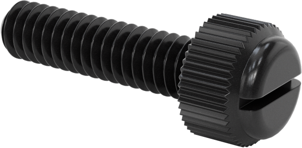 Nylon Knurled Head Slotted Thumb Screw, Black  (F730)