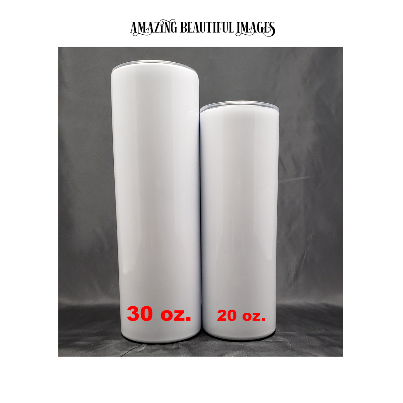 30 oz. Skinny White Straight Blank Sublimation Tumbler