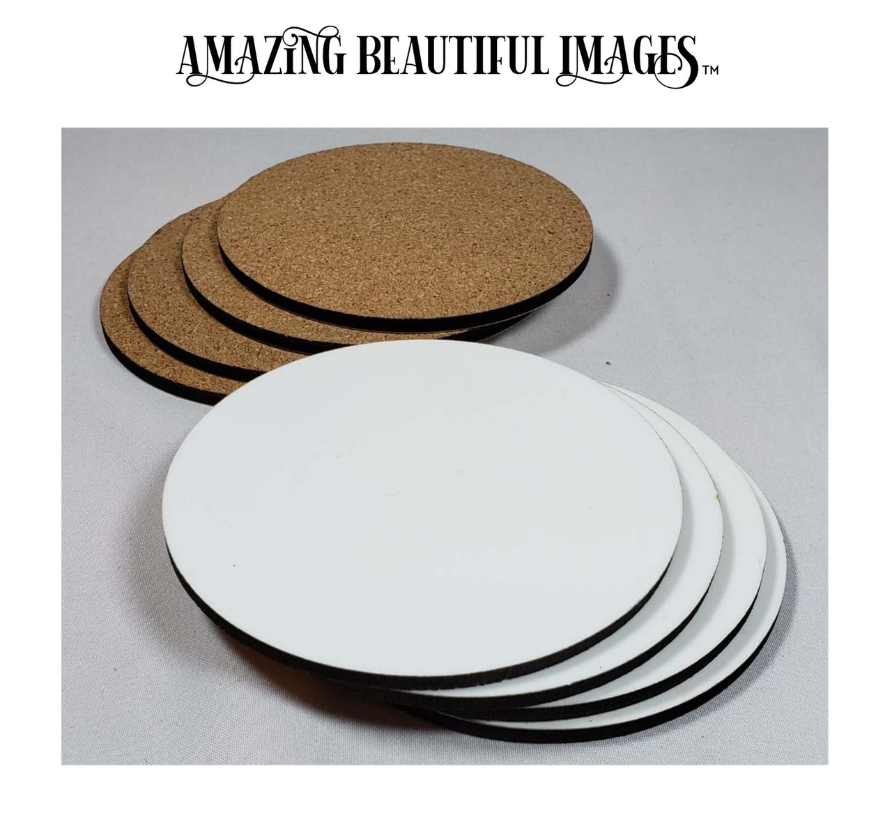 Sublimation Coaster Blanks - 3.75 Round with Cork Back. Pack of 10.