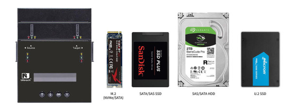 Professional IDE NVMe SATA SAS Duplicator and Sanitizer