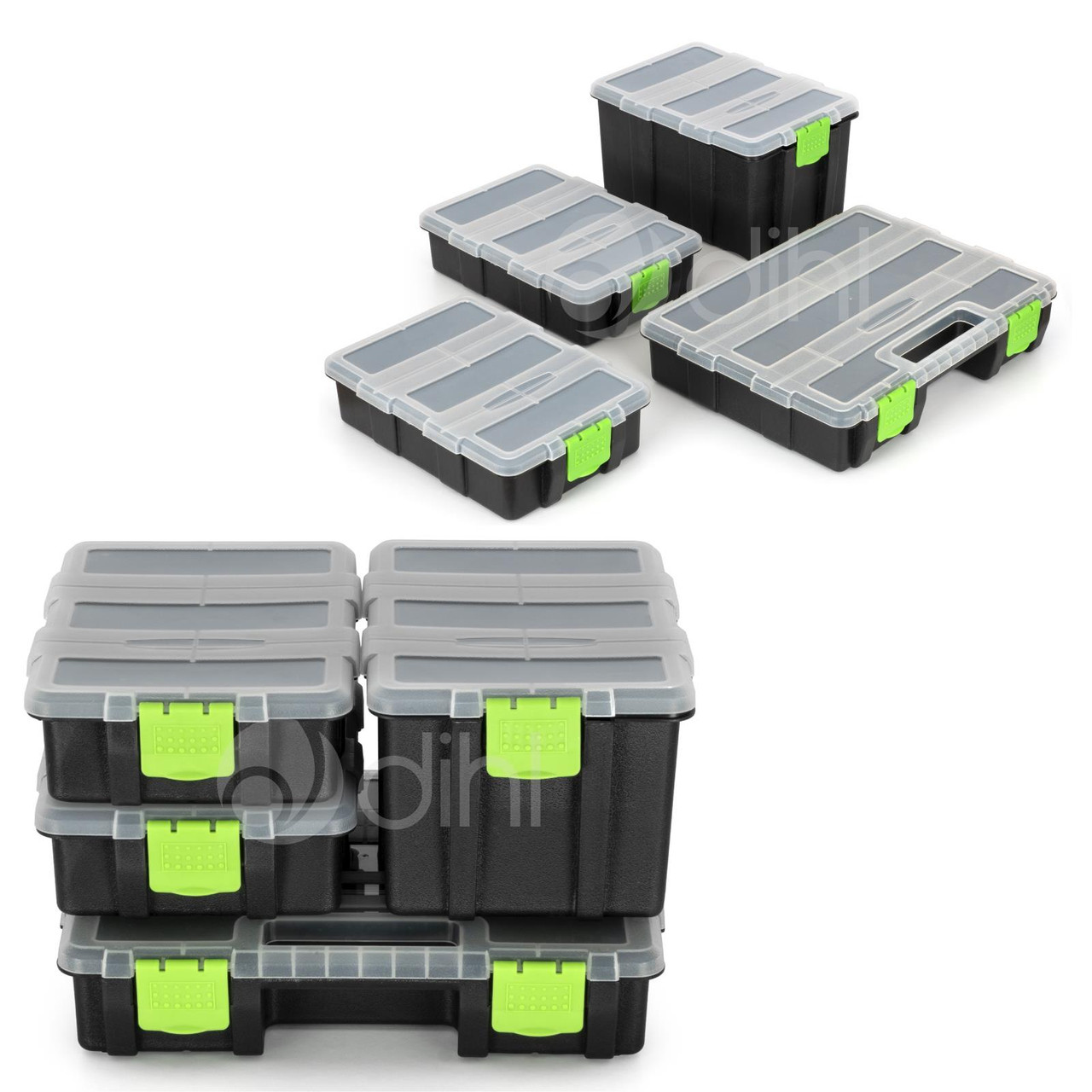 Dihl 4pc Storage Organiser Box for Screws Nails Nuts Craft Carry Case Tool  Box - Dihl