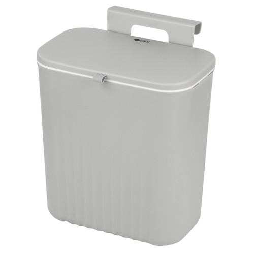 9L Grey Hanging Bin with Lid Kitchen Cabinet Wall Mounted