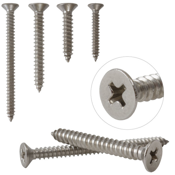 Countersunk Self Tapping Pozi Wood Chipboard Screws A2 Stainless Steel 10g 4.8mm