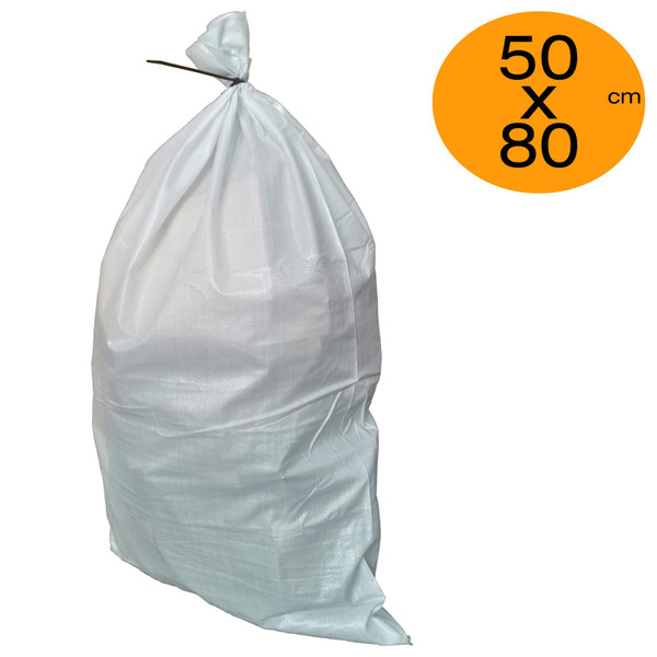 50cm x 80cm White Woven PP Rubble Sack