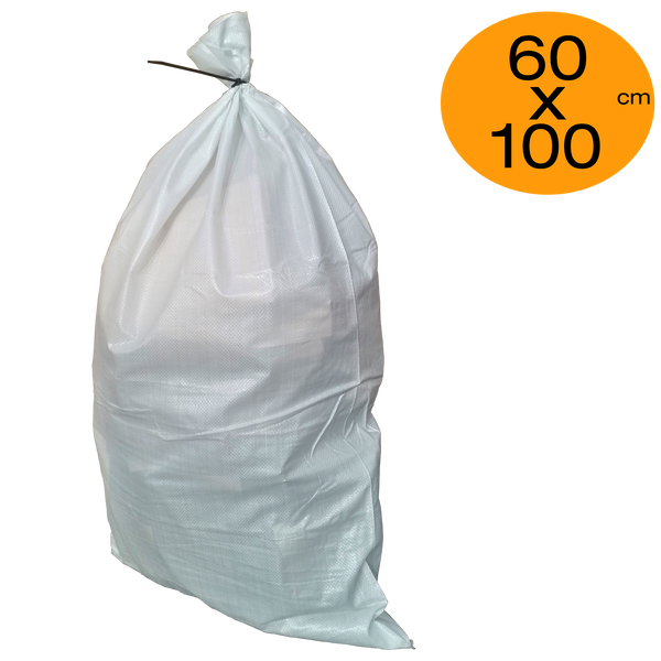 60cm x 100cm White Woven PP Rubble Sacks