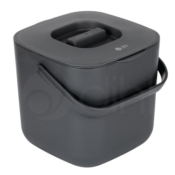 Dihl 7L Anthracite Food Waste Kitchen Compost Caddy Bin, Strainer